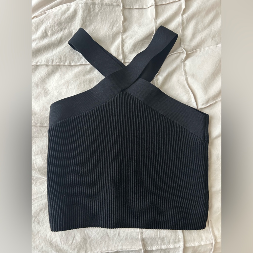 Quince Black Ribbed Knit Top